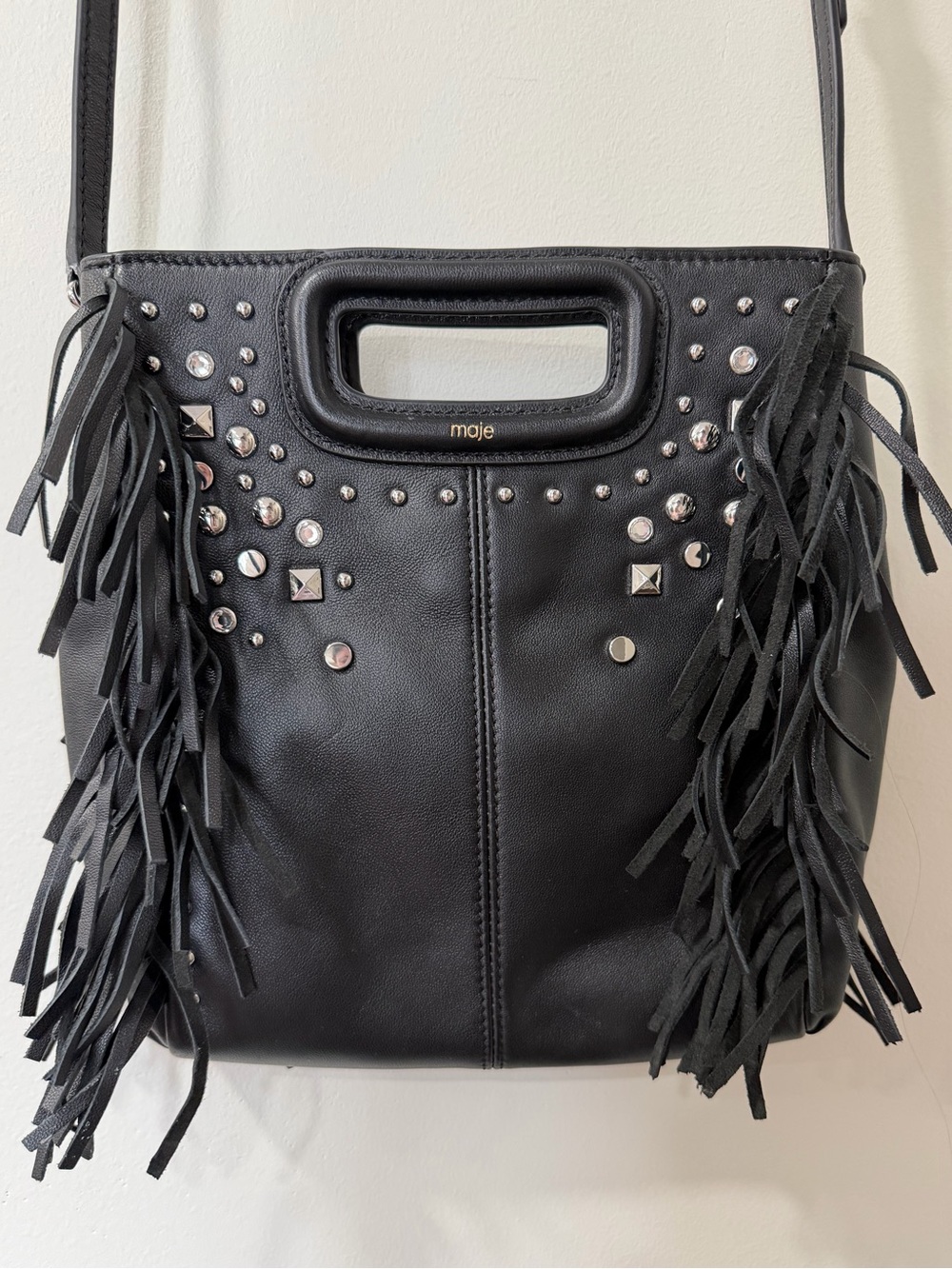 • Maje Studded Leather Bag •